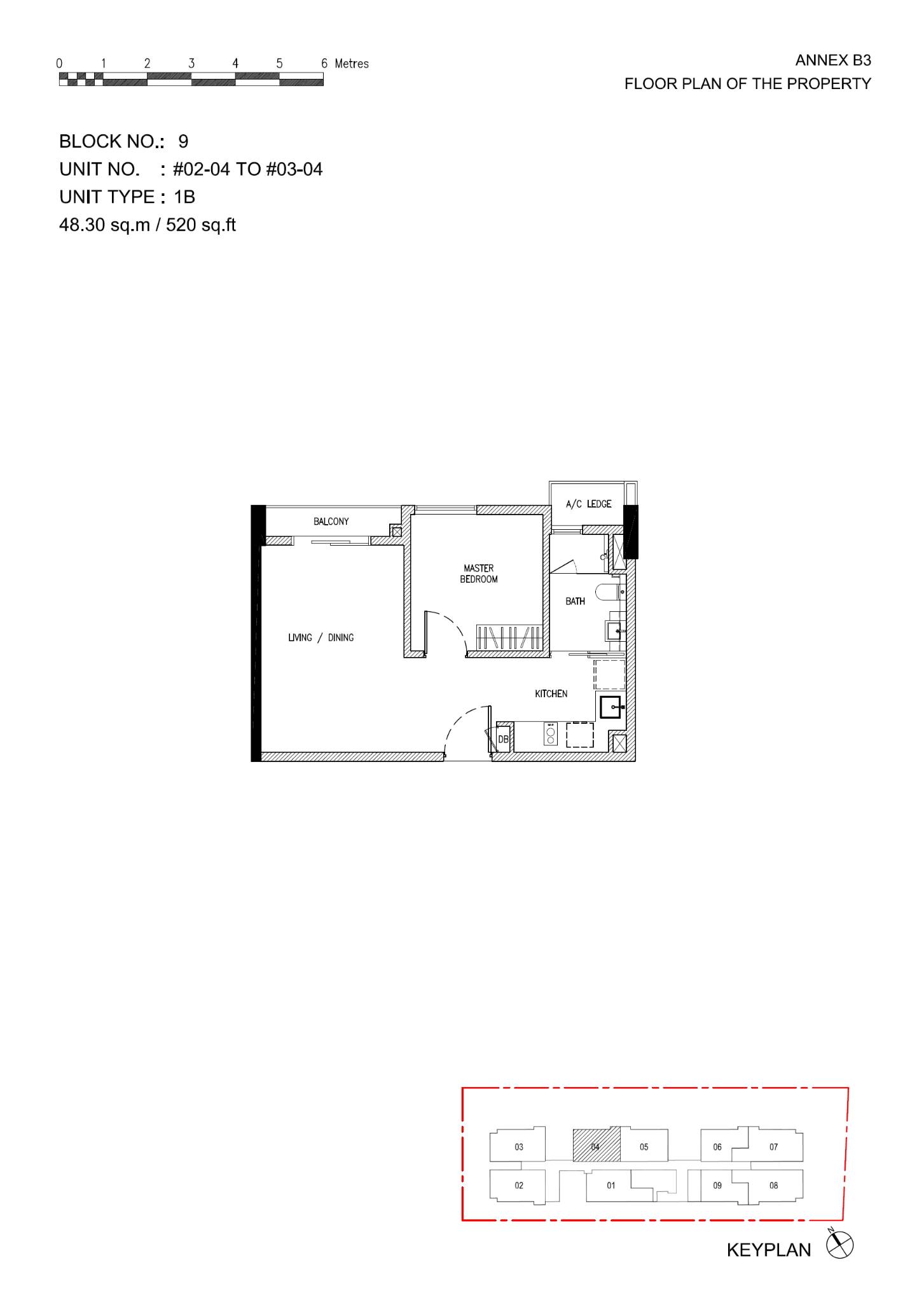 Roots @ Transit 1 Bedroom Floor Plan 3